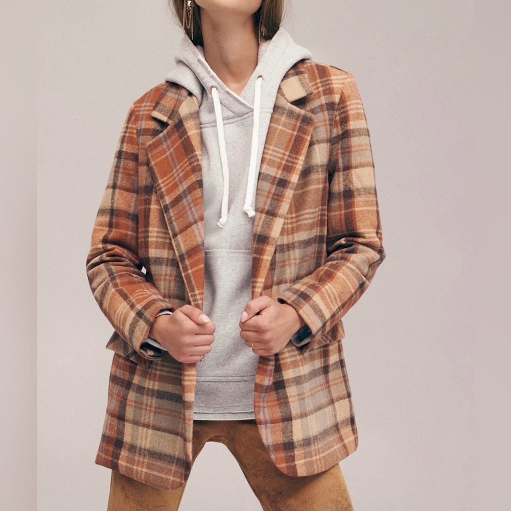 Free People Mari Plaid Double-Breasted Blazer - Picture 6 of 14